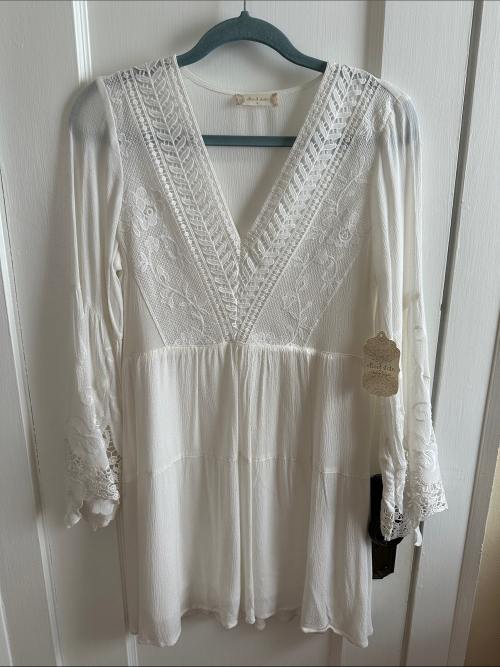 Boho Lace-Detail White Women's Dress